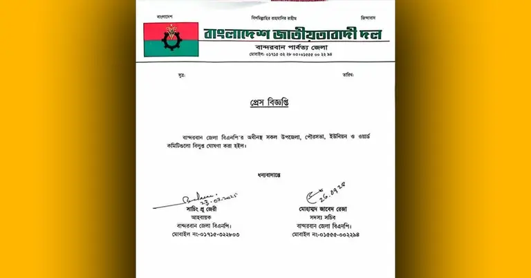 বান্দরবান বিএনপির সব কমিটি বিলুপ্ত